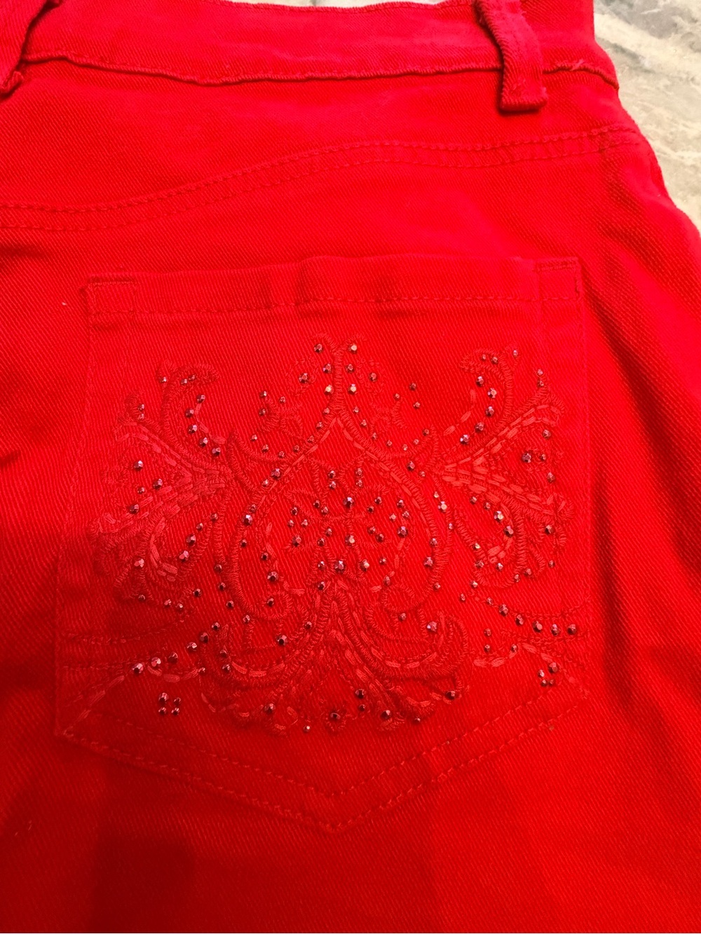 Gloria Vanderbilt Amanda Size 8 Red Stretch Capri Jeans Cropped Pants - Picture 8 of 12